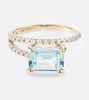 Point of Focus 14kt gold ring with diamonds and topaz