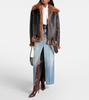 Faux shearling-trimmed biker jacket