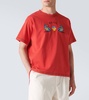 Twin Parakeet embroidered cotton T-shirt