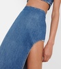 Side-slit denim maxi skirt