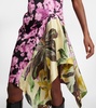 Asymmetric floral satin minidress