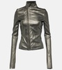 Metallic leather and cotton jacket 