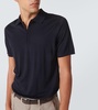 Wool zip-up polo shirt