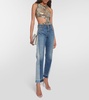 Spliced mid-rise straight jeans