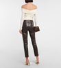 Jolene high-rise slim-fit leather-blend pants