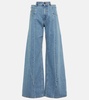 Decorated high-rise wide-leg jeans