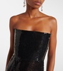 Sequined strapless gown