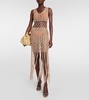 Fringe-trimmed crochet midi dress