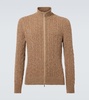 Cable-knit cashmere zip-up sweater