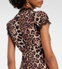 Leopard-print silk midi dress