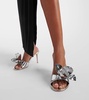 Lucilla floral-appliqué metallic leather mules