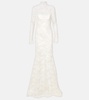 Bridal Adena floral lace-trimmed wool and silk gown