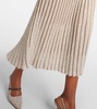 Embellished pleated knit midi skirt