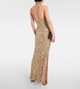 Sequined halterneck gown