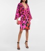 Giraffe-print silk wrap dress