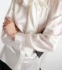 Bow-detail silk satin blouse