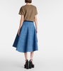 Grace paneled denim midi skirt