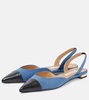 Milanese leather-trimmed slingback flats