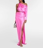 Draped cutout silk satin gown