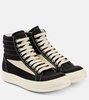 Suede-trimmed denim high-top sneakers