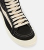 Suede-trimmed denim high-top sneakers