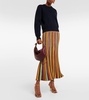 Alight striped metallic knit midi skirt