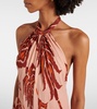 Printed halterneck silk gown