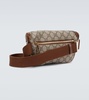 Leather-Trimmed Monogrammed Coated-Canvas Belt Bag