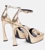 Metallic leather platform sandals