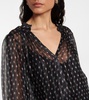 Semi-sheer cotton-blend blouse