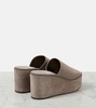 Suede platform slides