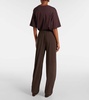 Pleated high-rise tapered pants