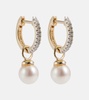 14kt gold earrings with diamonds and detachable pearls