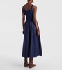 Scoop-neck gathered midi dress