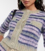 Striped cropped mohair-blend cardigan