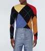 Cropped argyle cashmere sweater