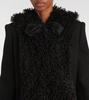 Faux fur-trimmed wool coat