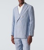 Striped double-breasted linen suit