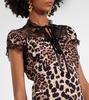 Leopard-print silk midi dress