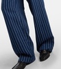 Pinstriped linen and cotton straight pants