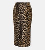 High-rise leopard-print midi skirt