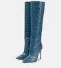 embossed-crocodile 95mm leather knee-high boots