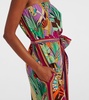 Printed strapless silk jumpsuit