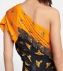 Printed one-shoulder midi dress