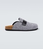 Leather-trimmed slippers