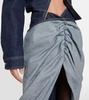 Draped denim maxi skirt