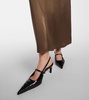 Sharp croc-effect leather slingback pumps