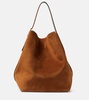 Belted suede tote bag