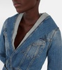 Hooded cropped denim jacket