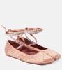 Ane crystal-embellished satin ballet flats